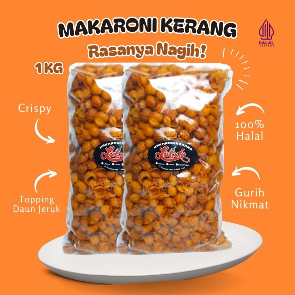 

LALADA - Makaroni Kerang Kemasan 1KG Cemilan Renyah Gurih