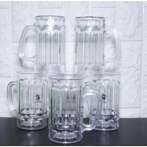 6PCS GELAS PLASTIK BENING GAGANG BESAR / GELAS TEH GL 99 MURAH