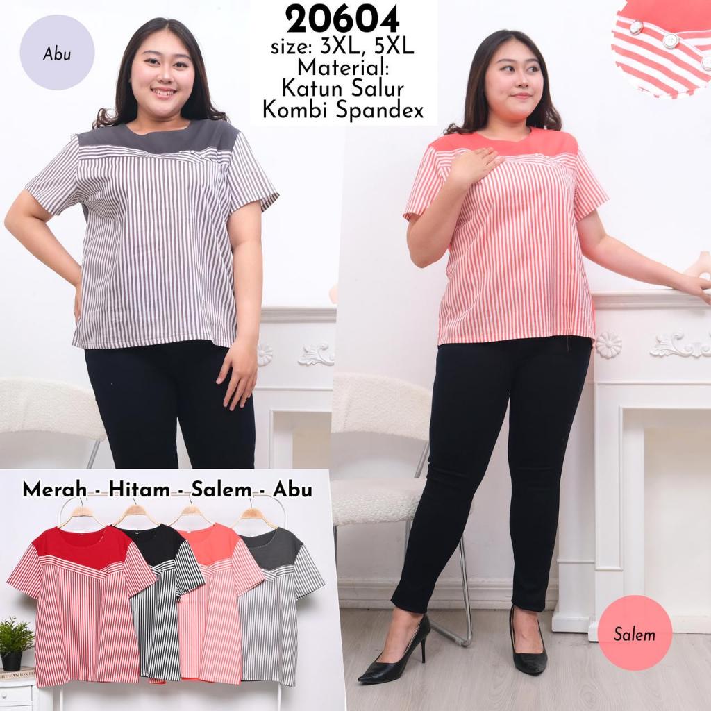 CUBIC Blouse Pendek Katun x Kaos Daily Wanita 20604 Khusus Size 3L Dan 5L