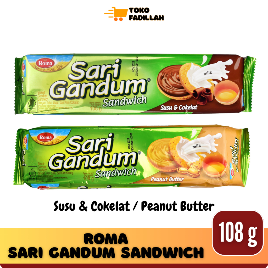 

Roma Sari Gandum Sandwich 108 gr [Susu & Cokelat / Peanut Butter]
