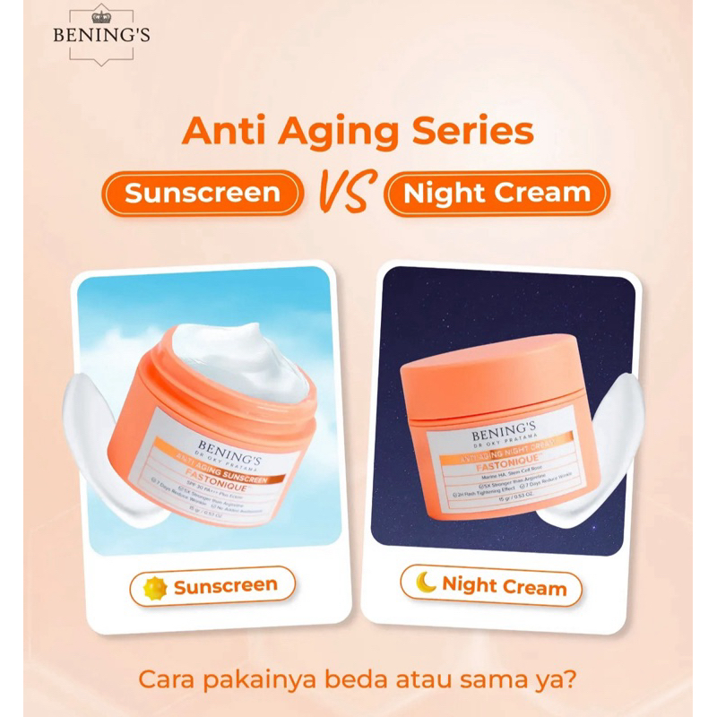Bening's Clinic Skincare Cream Anti Aging Sunscreen Dan Night Cream / Benings Clinic Skincare