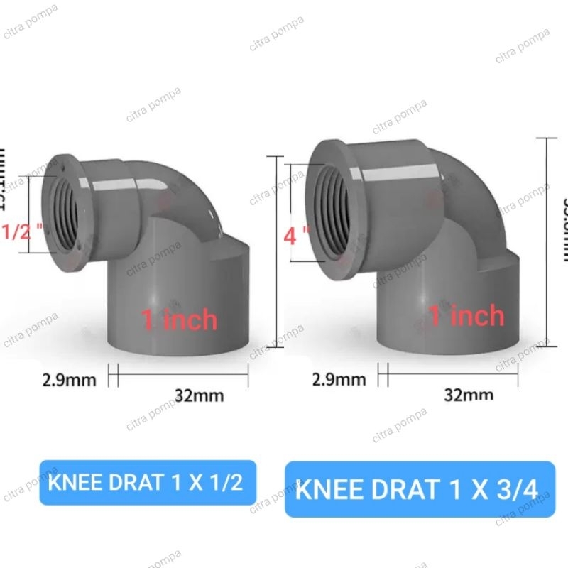 KNEE DRAT 1 X 1/2 INCH / KNEE DRAT 1 X 3/4 INCH