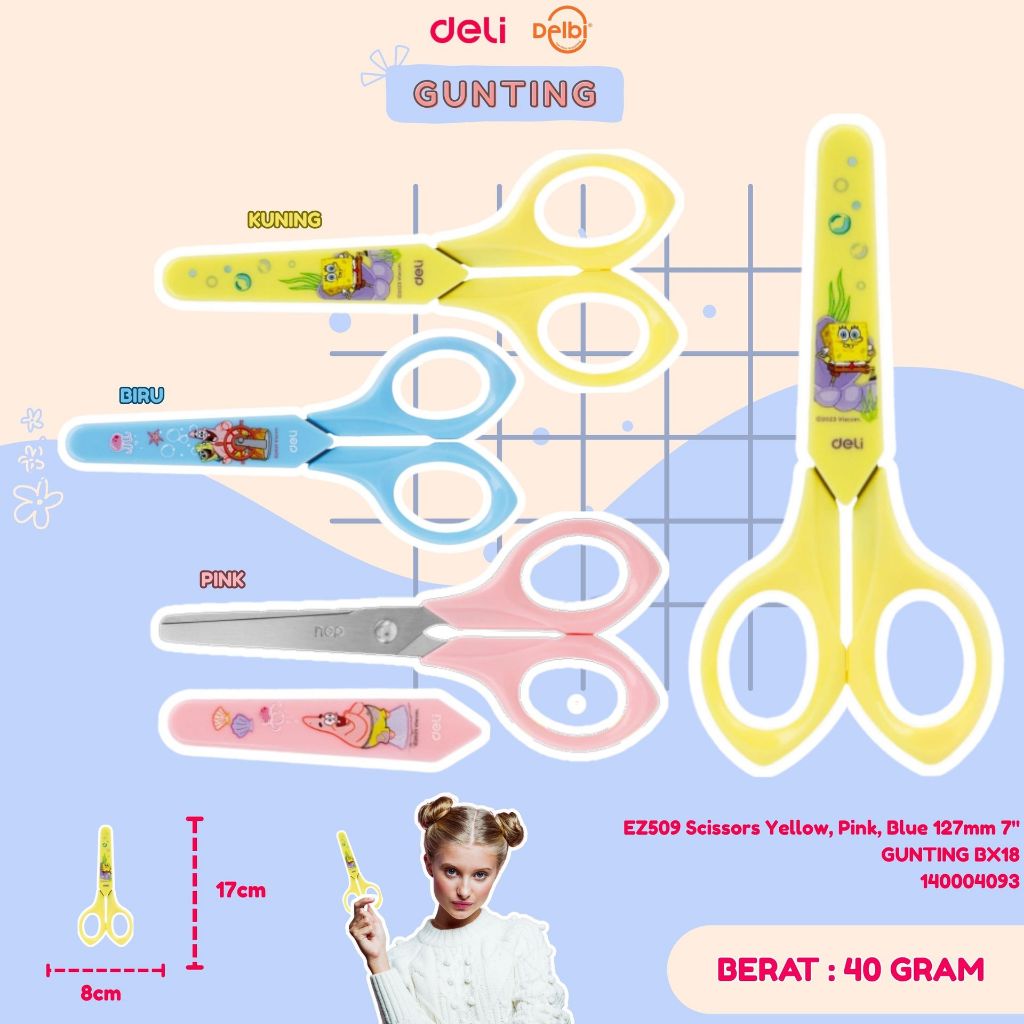 

EZ509 Scissors Yellow, Pink, Blue 127mm 7" GUNTING