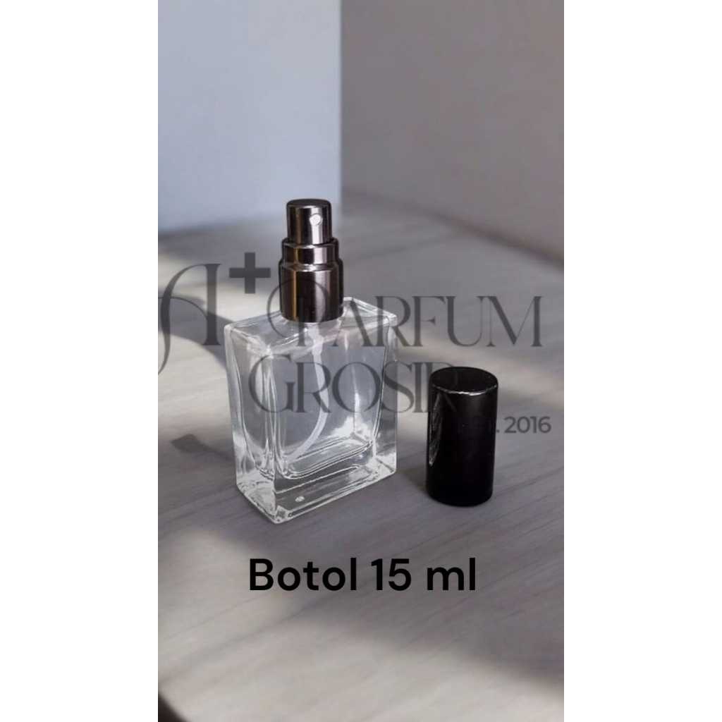 Botol Parfum Kotak 15 ml Tutup Silver/ Petak / Hermes