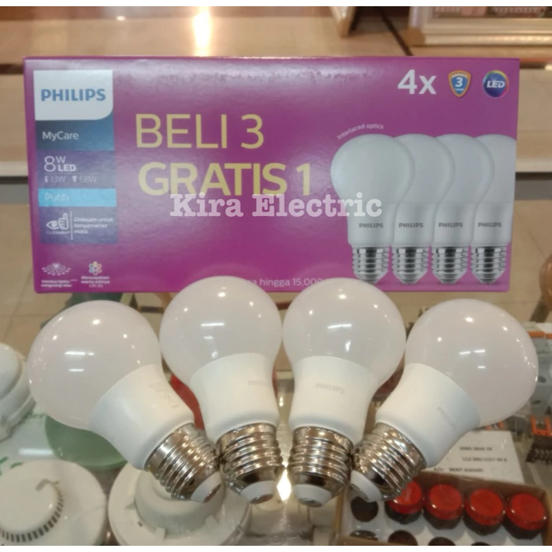 Lampu LED Philips Bulb 8 Watt Paketan