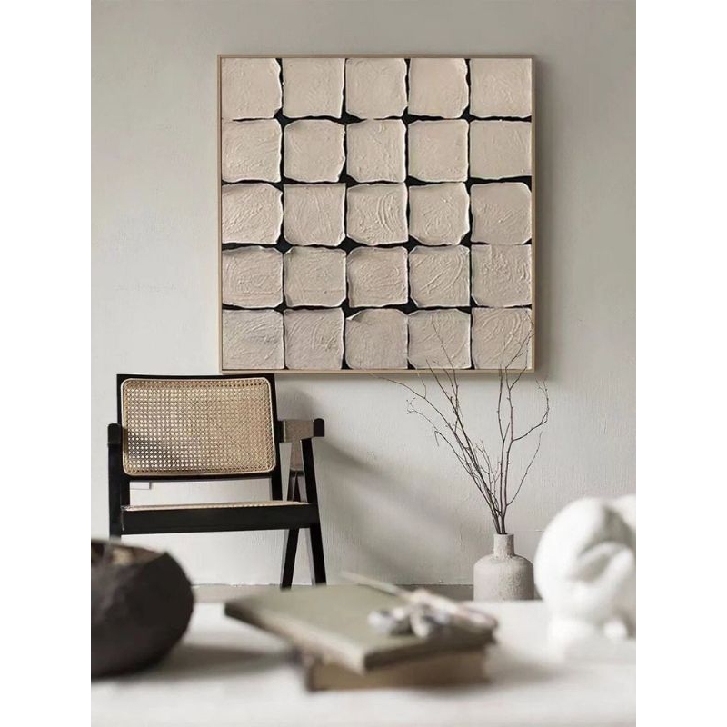 lukisan abstrak aesthetic design tekstur timbul original handmade on canvas cat akrilik, tekstur,mer