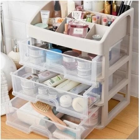 Limaukuit_Space Rak Kosmetik Elegan Untuk Menyimpan Make Up Dan Skincare Rak Kosmetik 3 Laci [Pt]