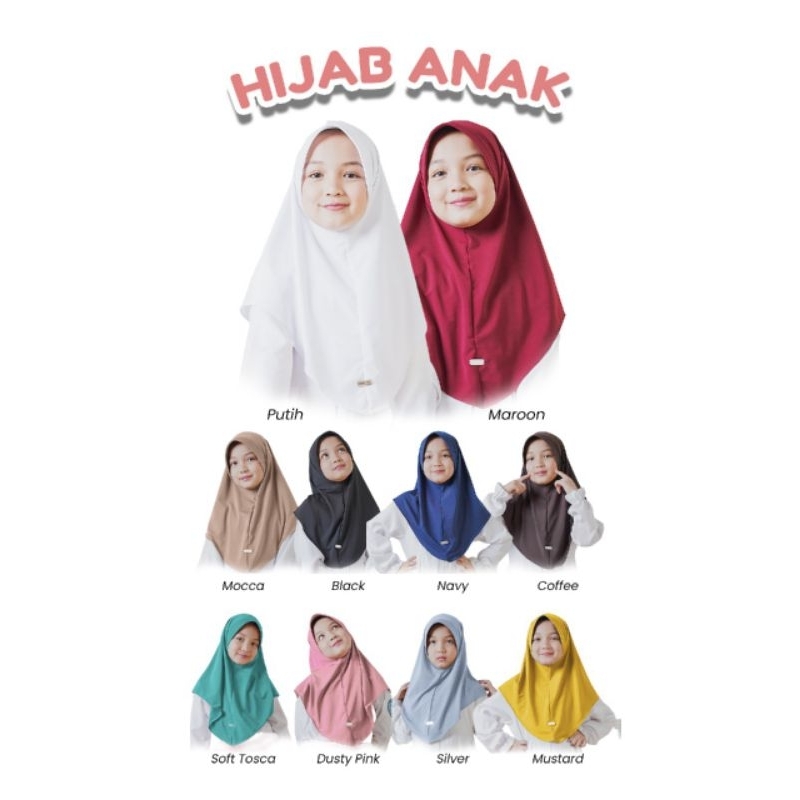 Hijab Khimar Anak Perempuan SD Kelas 1-6 Berbahan Jersey Premium