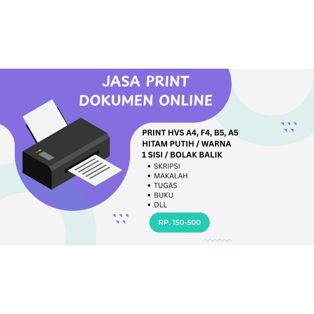 

JASA PRINT A4 F4 B A5 HITAM PUTIH / WARNA
