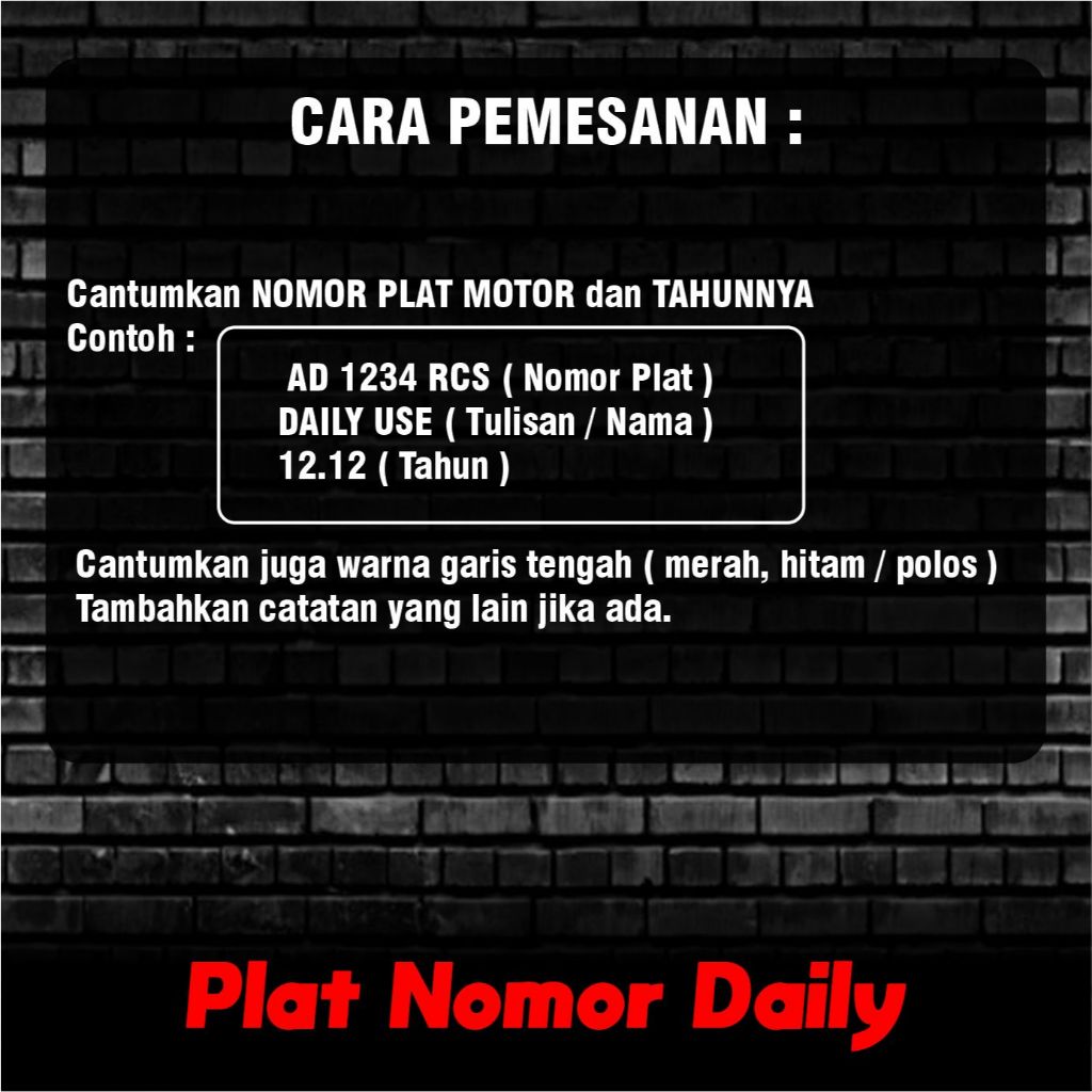 Plat Nomor Motor Akrilik / Plat nomor Motor Model Baru / Plat Nomor Motor Putih Baut tanam / Plat No