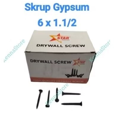 Skrup Gypsum 6 x 1.1/2 / Screw Gypsum / Drywall Screw 1 Box