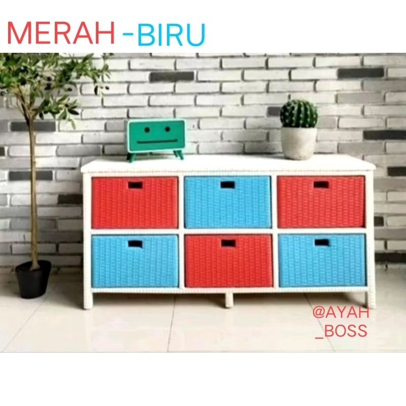 lemari laci rotan/rotan/laci rotan sintetis/rak laci rotan sintetis 6