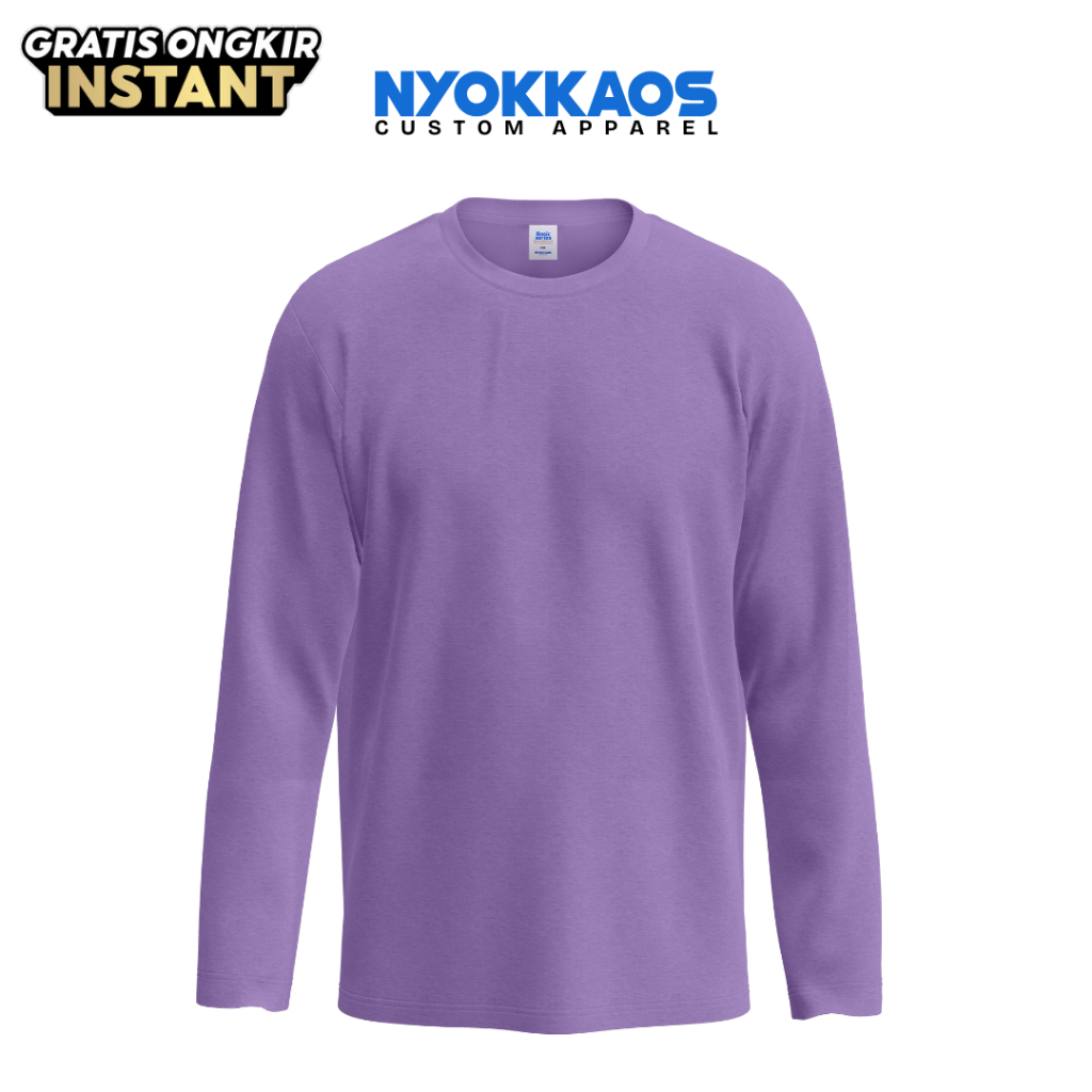 NYOKKAOS Kaos Polos 100% Katun Combed Premium 24S Knitto Textile Lengan Panjang - Lavender