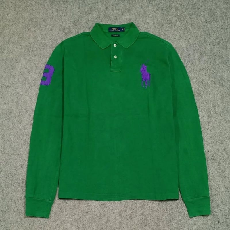 polo shirt pria lengan panjang POLO RALPH LAUREN size M second kaos olahraga