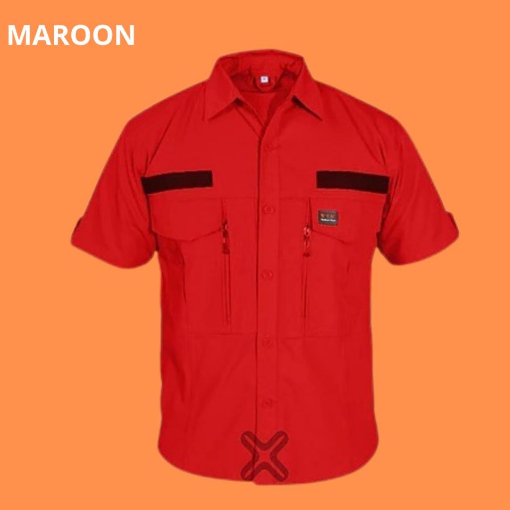 Kemeja Tactical W-tac Maroon Pendek/Kemeja Outdoor Original Premium/Kemeja Casual dan Formal