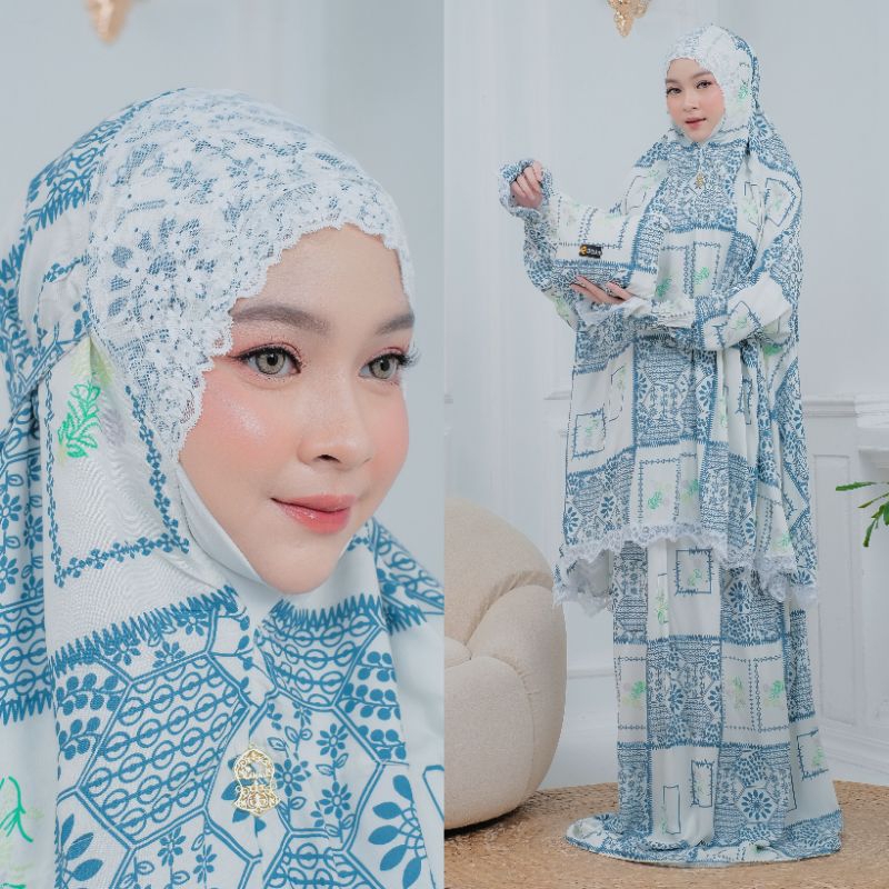 Mukena Aleesha by Elkisa/mukena aleena /mukena khadijah/mukena malay/mukena atas bawah berlengan/SAL