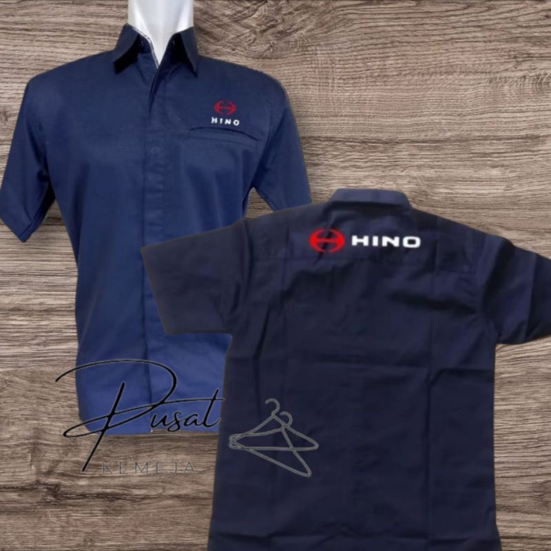 kemeja HINO seragam HINO baju HINO navy pendek