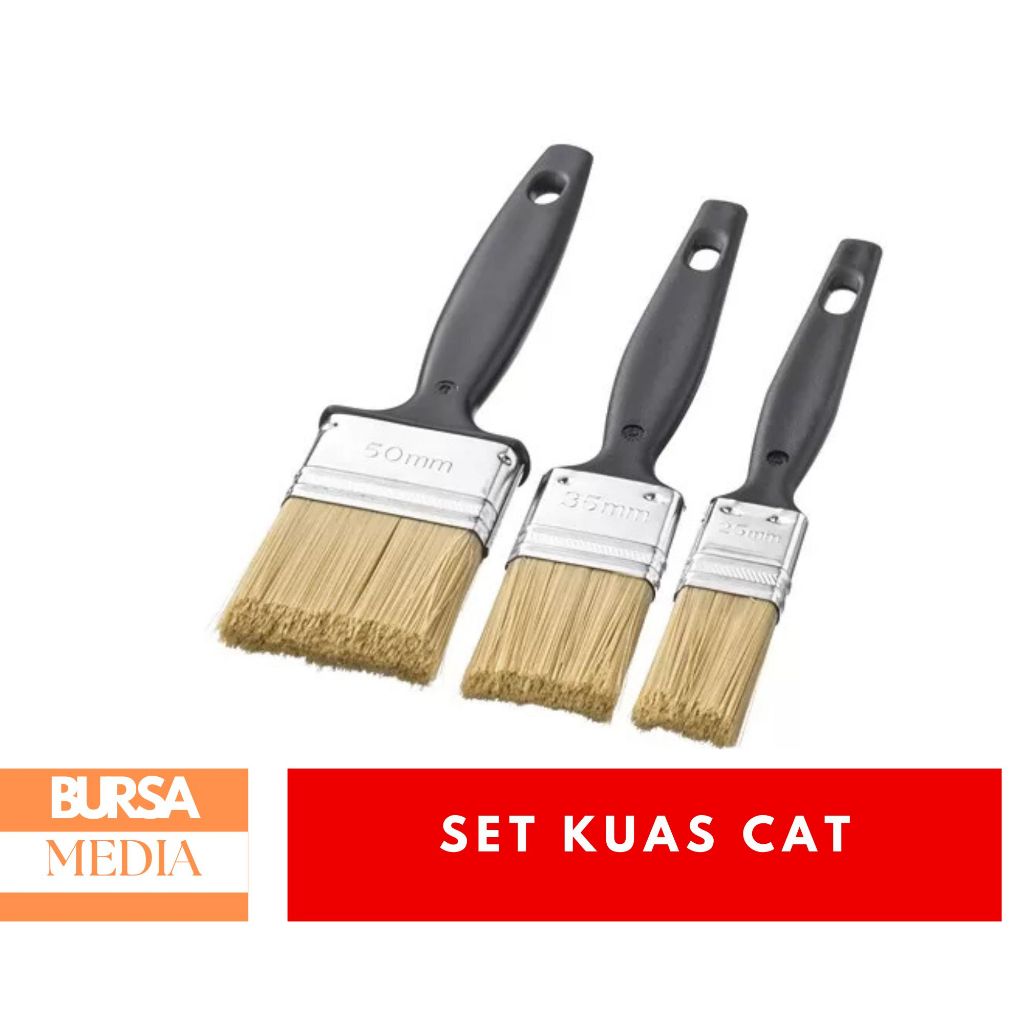 

TRIXIG Set Kuas Cat Isi 3Pcs Paint Brush IKTR00573 Kuas Cat Air dan Cat Minyak Bulu Poliester