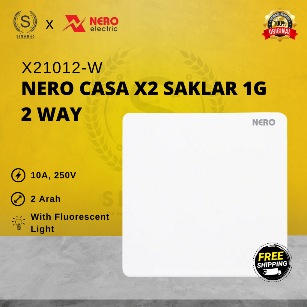 NERO CASA X2 SAKLAR ENGKEL HOTEL 1 GANG 2 ARAH X21012W X21012-W