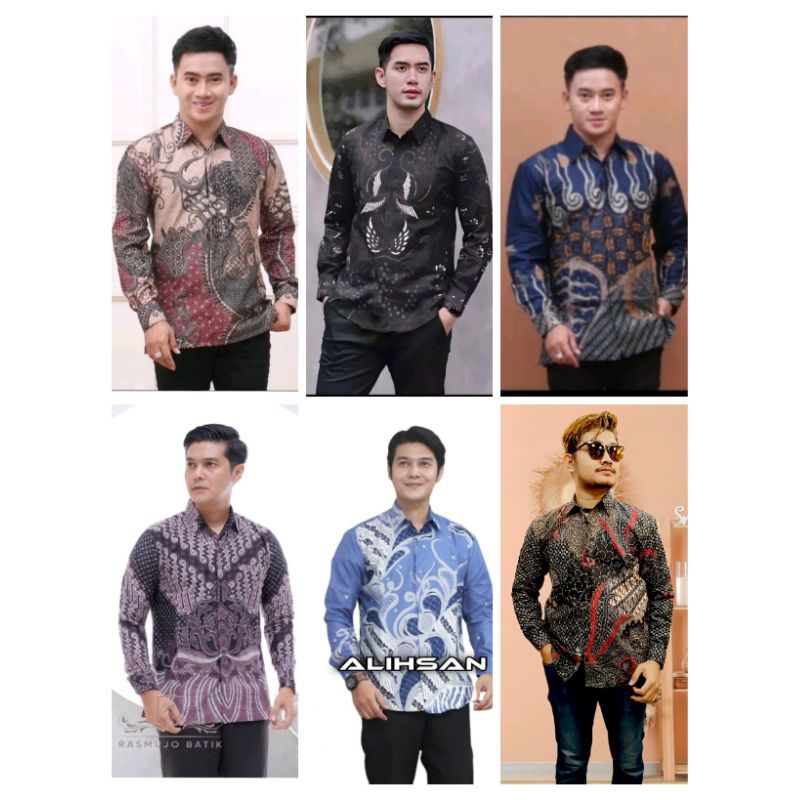 Baju Batik Katun Premium Pria Lengan Panjang Terbaru Terkini Kantor Pesta Modern