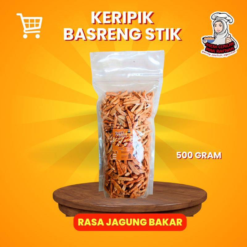 

Keripik Basreng Stik Ikan Tuna Garing Renyah Enak Rasa Jagung Bakar 500gram
