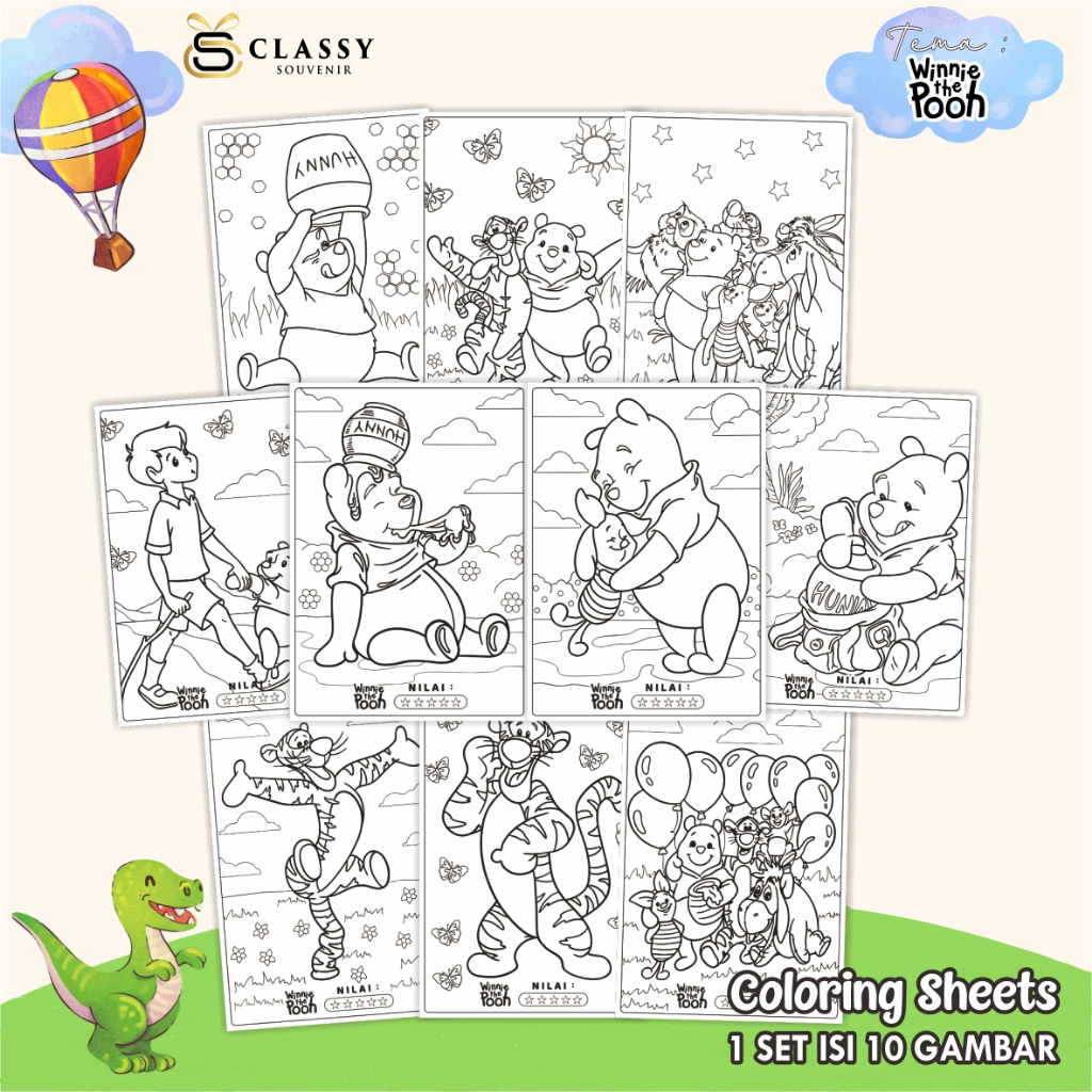 

LEMBAR GAMBAR MEWARNAI - KERTAS MEWARNAI ANAK 1 SET ISI 10 LEMBAR - COLORING SHEETS FOR KIDS SERI 04