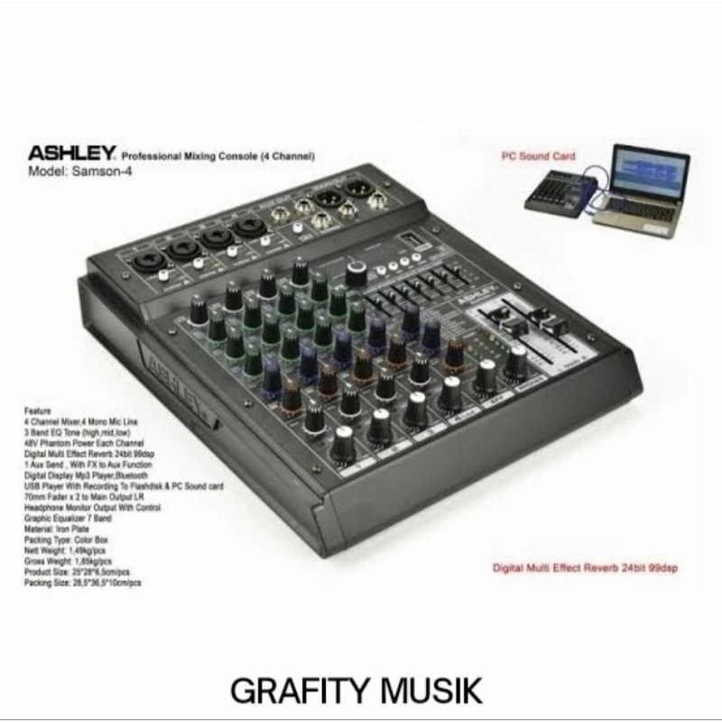 Mixer Audio Ashley Samson 4 Mixer 4 Channel Ashley Original
