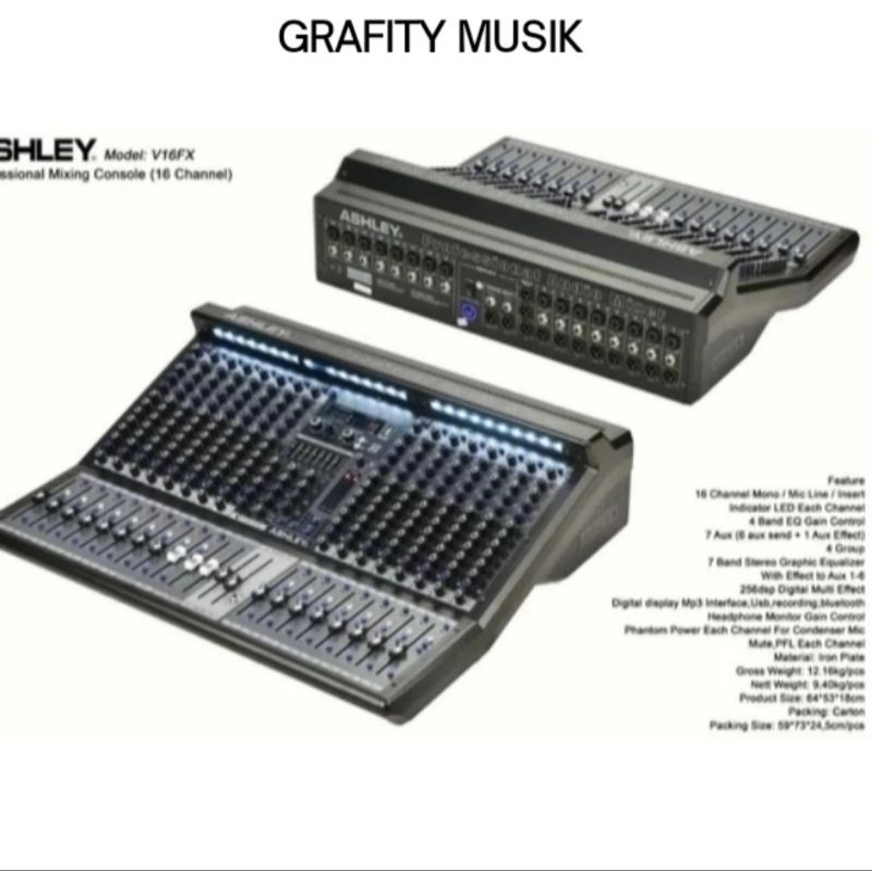 Mixer Ashley V16FX V16 FX  V 16FX  Mixer Ashley 16 Channel Original