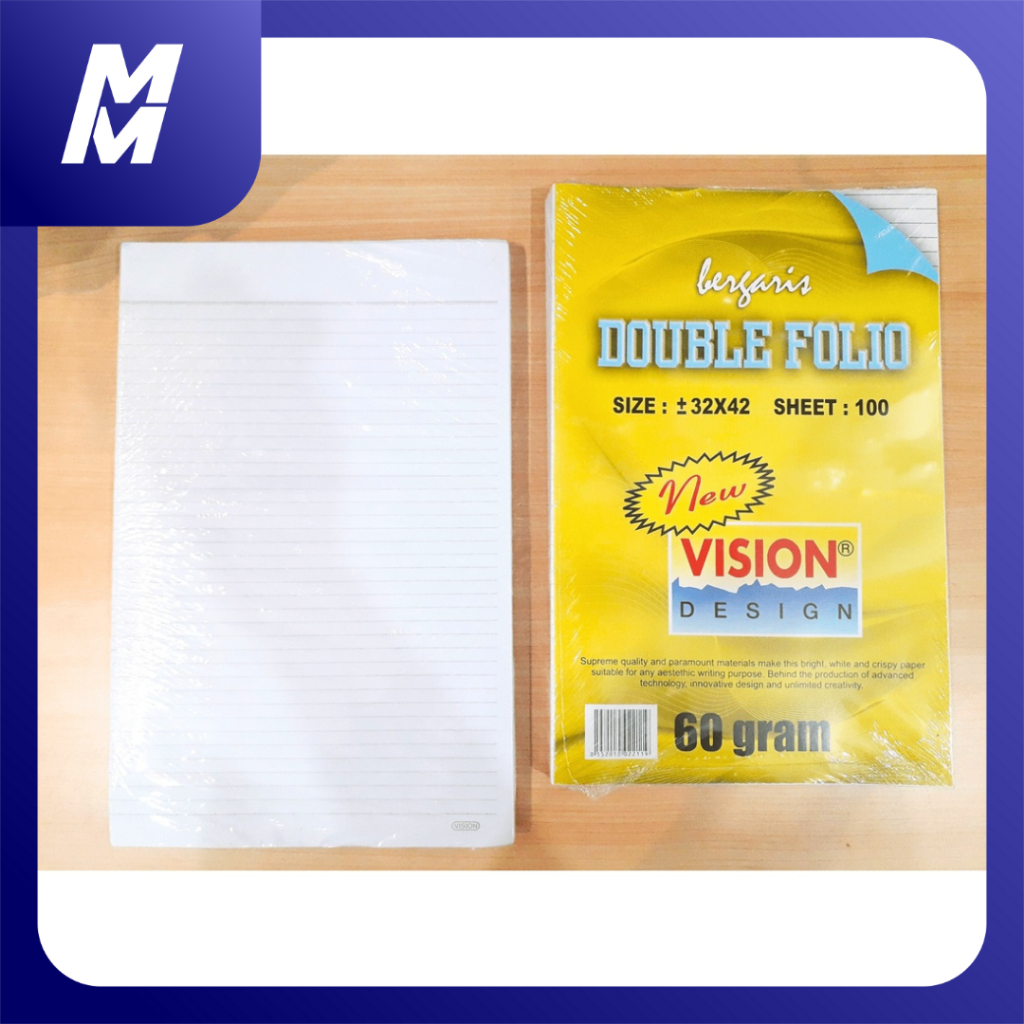 

MM - (KFV100) 1 lembar Double Folio 32 x 42 cm Bergaris Vision 60 gram