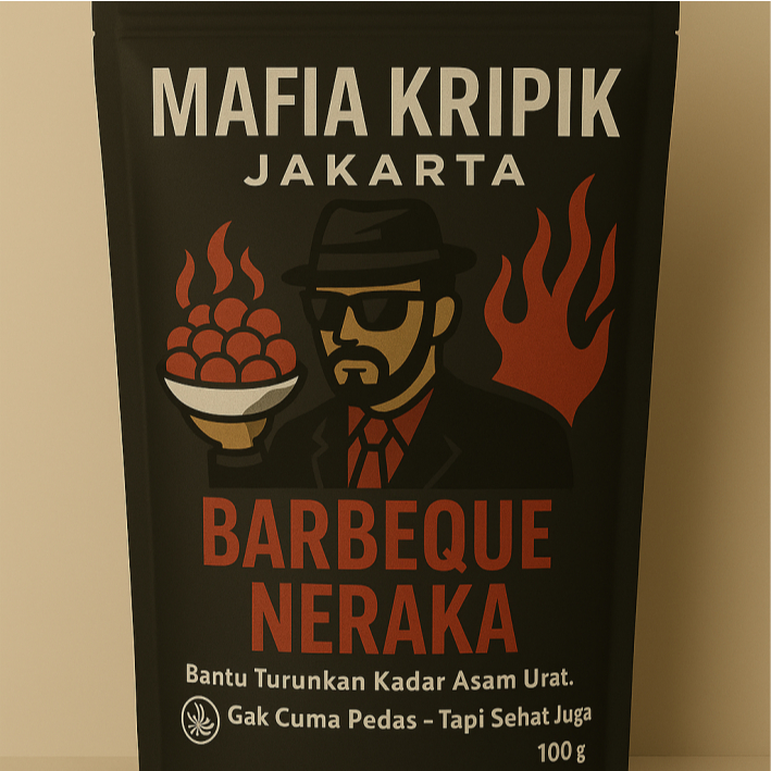 

Kripik Kulit Mlinjo Mafia Jakarta Camilan Viral BBQ NERAKA Nendang Snack Enak 100g