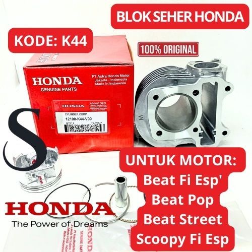 BLOK SEHER K44 Honda Beat Esp Scoopy Vario 11O Piston Kit Standar Ori Asli Original AHM HGP Cilinder
