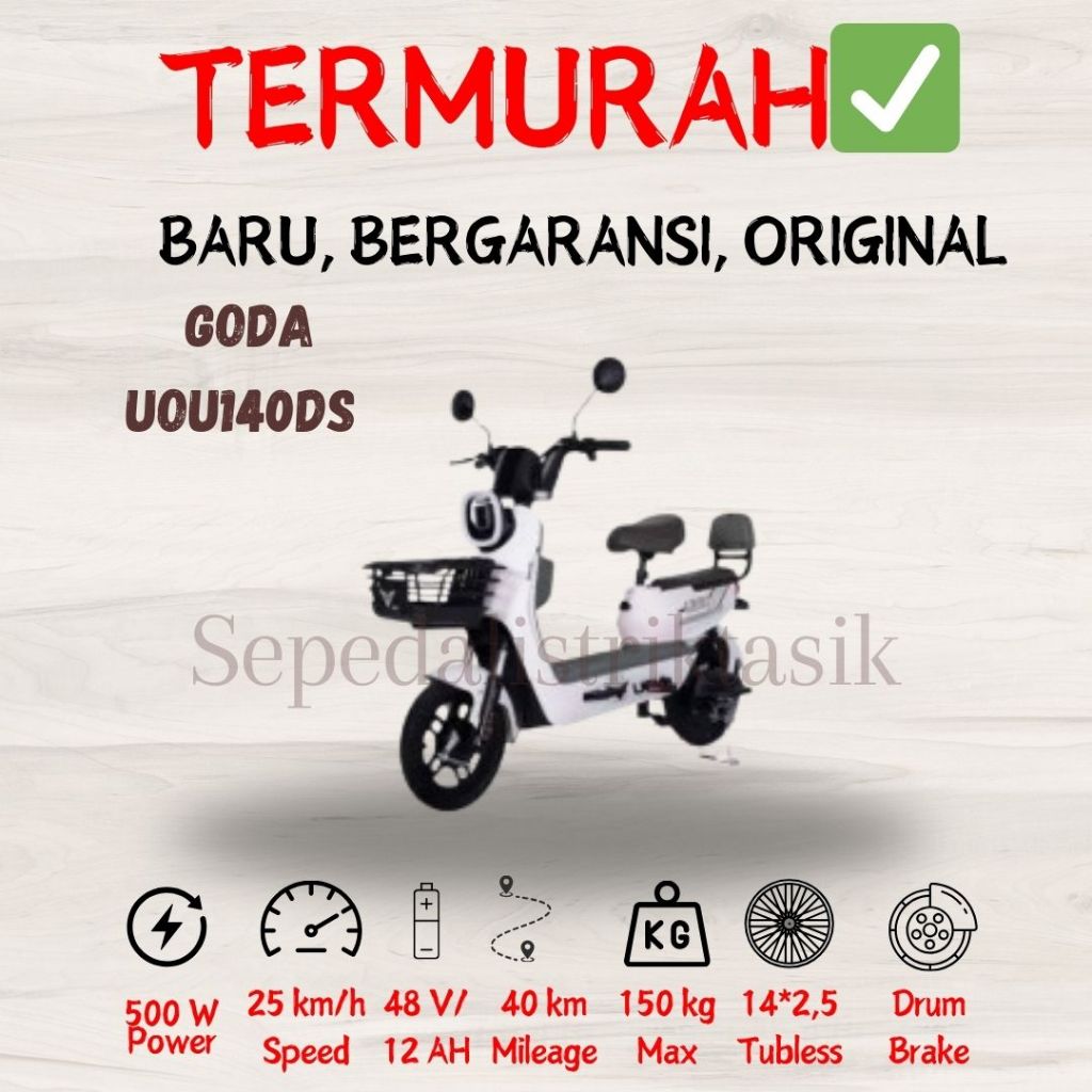 SEPEDA LISTRIK GODA UOU140DS / UOU140DS - ORIGINAL - GARANSI RESMI - SEPEDA LISTRIK MURAH