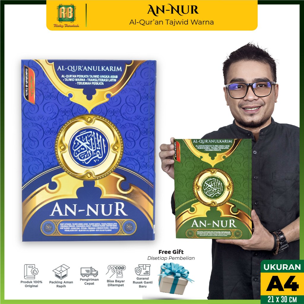 Alquran An Nur A4 Terjemah Per Kata - Alquran An Nur A4 Latin Dan Tajwid - Al Quran Latin Besar - Al