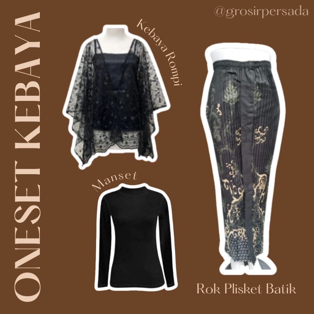 Promo Murah Setelan Kebaya Modern Tile Outer Mix Plisket Batik Brukat Kondangan One Set Wanita Kekin