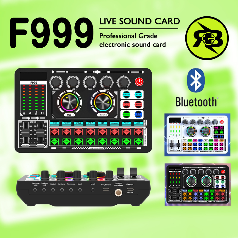 RGB Live Soundcard wireless bluetooth F999 / F 999 Sound card external DJ mixer streaming