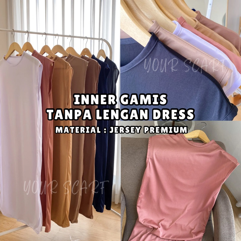 Inner Dress Tanpa Lengan / Gamis Buntung Inner Dress / Long Inner Dress Jersey Premium