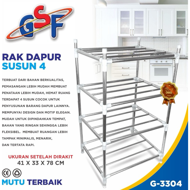 Rak Dapur Susun 4 StainlessSteel