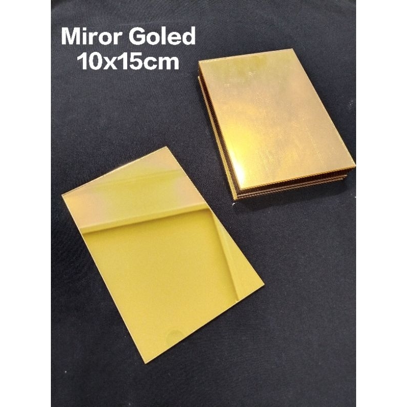 Akrilik Lembaran Miror Goled Tebel 2mm 10cm x 15cm