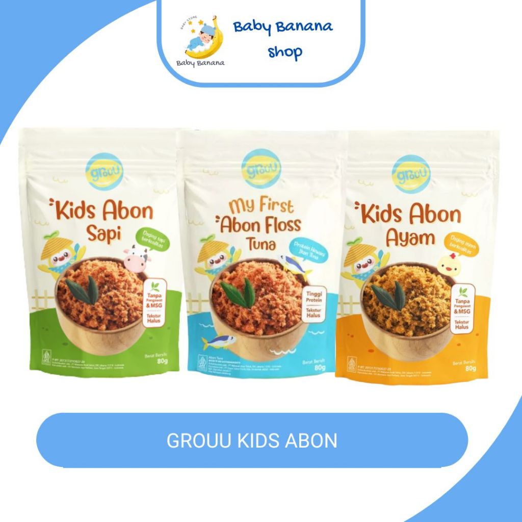

Grouu - Abon Kids Ayam & Sapi (Cocok untuk 12+ Bulan) - Tekstur Lebih Padat Dibanding Abon Mpasi - No MSG - Lauk, Snack Anak