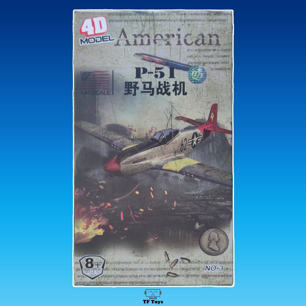 [Tf toys] Miniatur Model kit Mokit Pesawat American P51 P-51 Mustang 1/48 1:48 4d Model