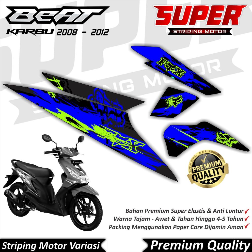 Stiker Beat Karbu Anti Luntur keren Striping Beat Karbu Striping Honda Beat Karbu Fox