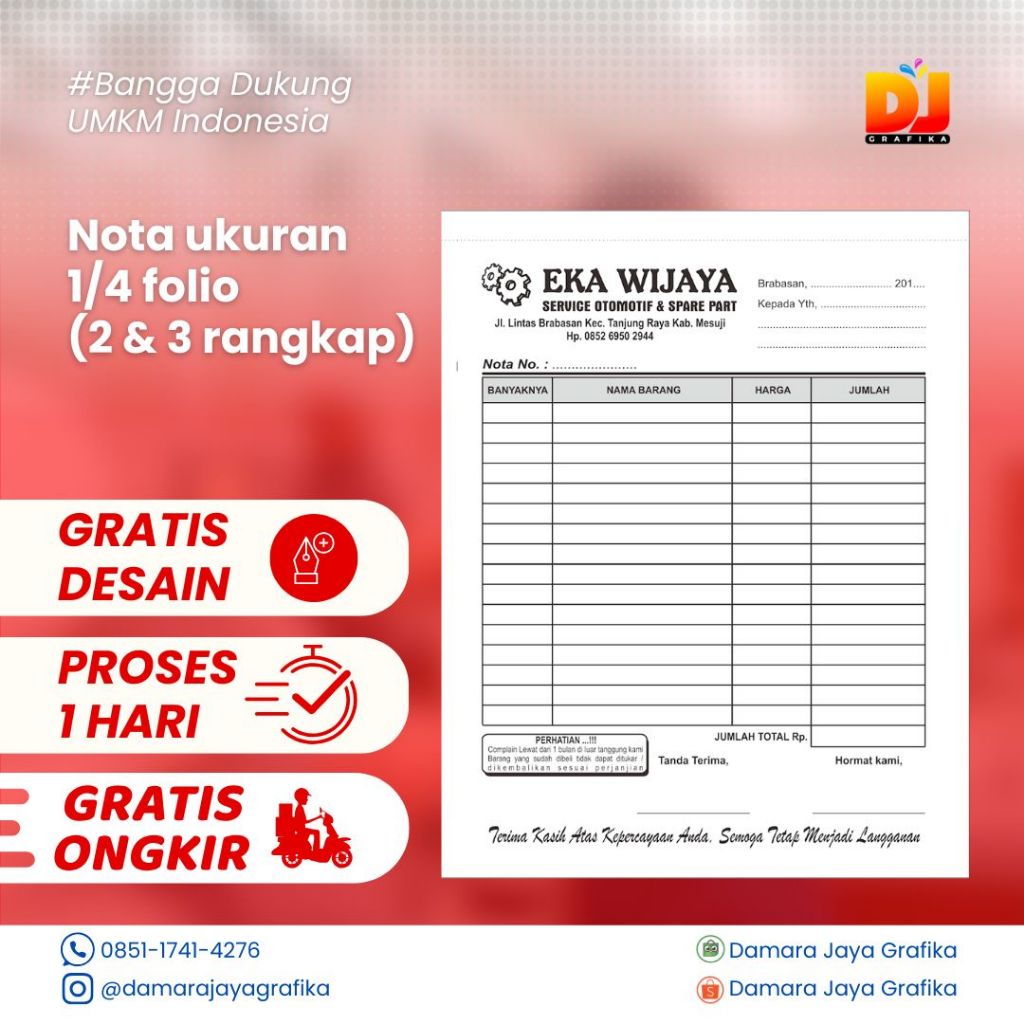 

Cetak Nota Custom - Ukuran 1/4 Folio