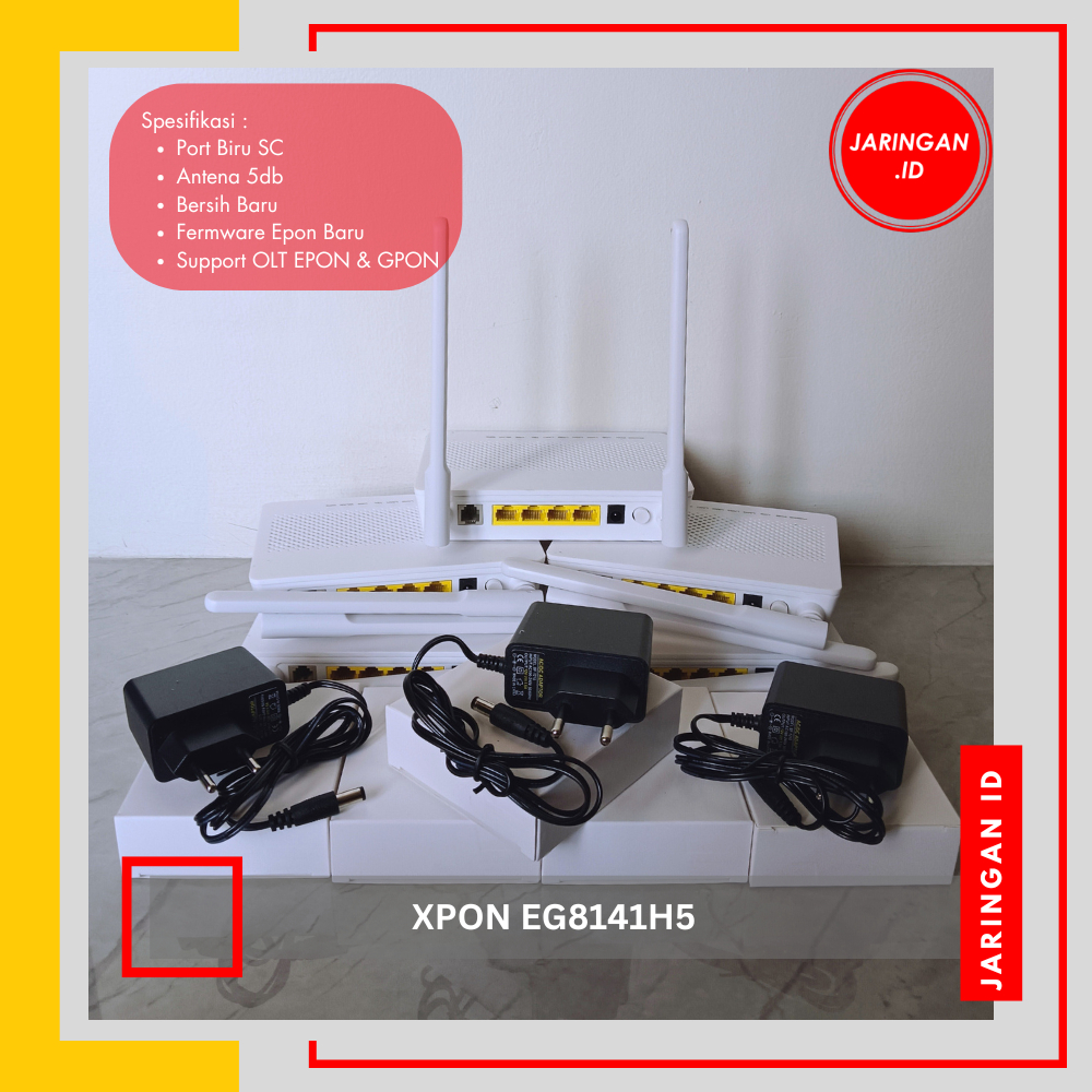 5 PCS ONT XPON HUAWEI EG8141H5 BARU DENGAN ADAPTOR