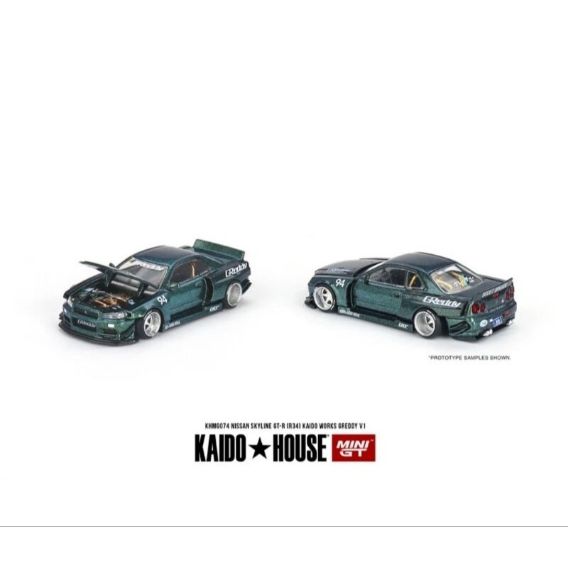 Mini GT Kaido House Nissan Skyline GT-R R34 Kaido Works Greddy
