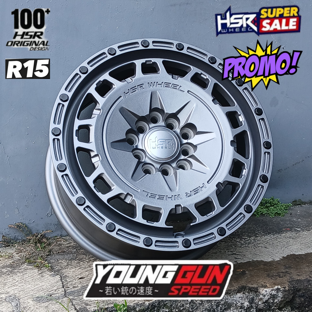 velg mobil ring 15 lubang 5 for ertiga innova xl 7 pelek racing r15 hsr arfak grey