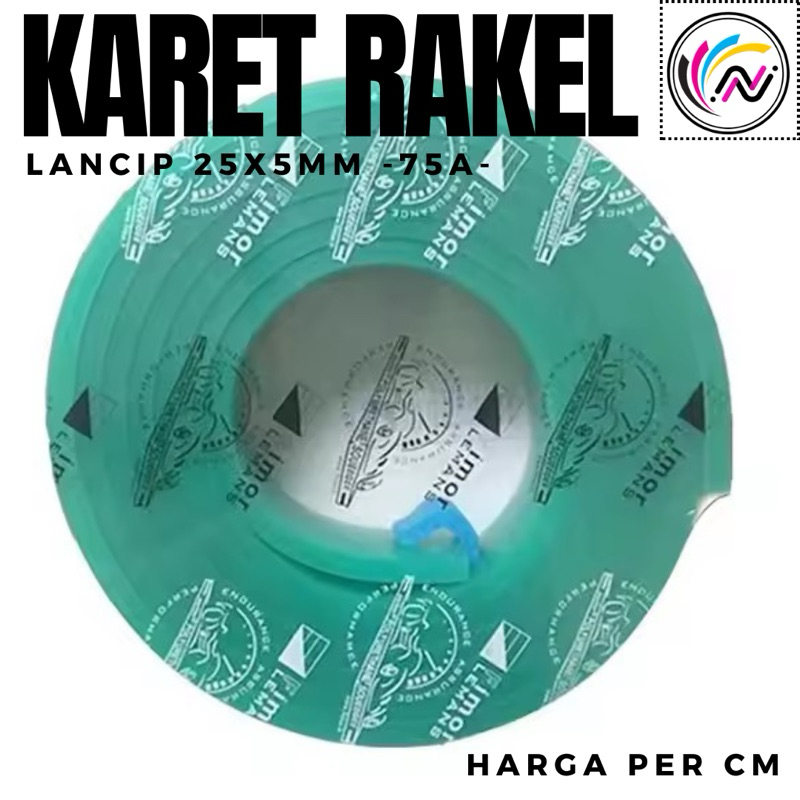 

Rakel Sablon Hijau Lancip 25 x 5mm Kekerasan 75A (perCM)