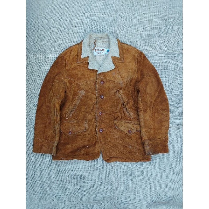 Schott Western USA Jaket Kulit Vintage Sherpa Classic Retro Rugged Style Hunting Leather Jacket