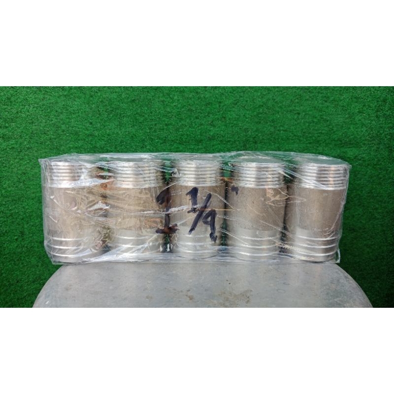 pipa nepel nipple connector stainles pipa sambungan stainles  ukuran 1 1/4 inch tebal