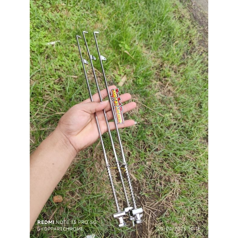 Stik/Pengait tuas Rem belakang PANJANG 48 CM SUPRA/GRAND/REVO CROM CELUP DETAIL