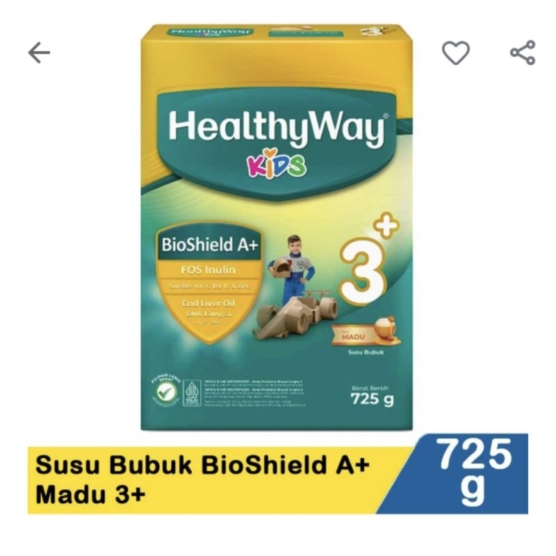 

Diskon 50% HealthyWay Susu Pertumbuhan 750gr 1+/3+ Exp April 2026